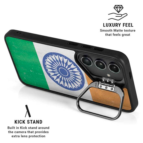 India Flag Distressed Galaxy S24 FE Kickstand Case